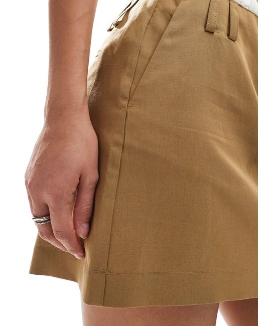 Mango Brown Mini Waistband Detail Skirt