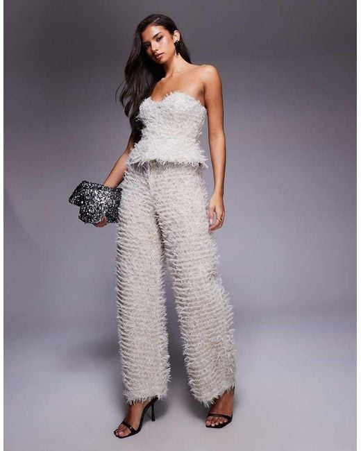 ASOS Gray Knitted Peplum Bandeau Top