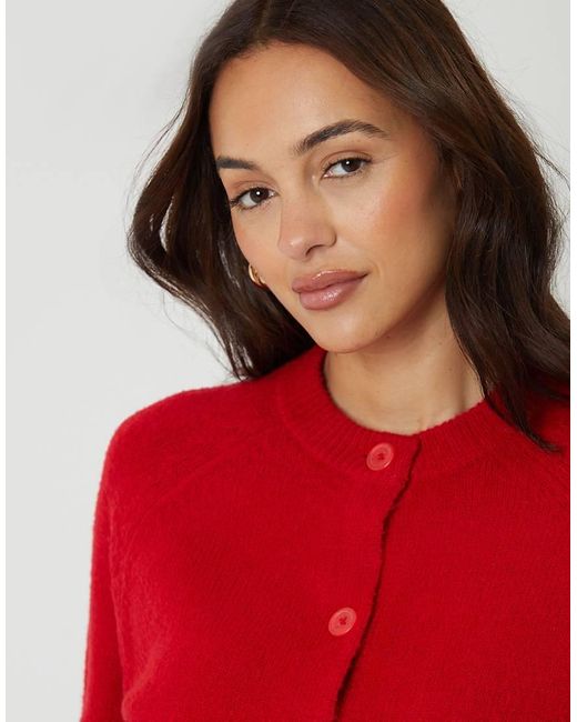 Threadbare Red Button Up Knitted Cardigan