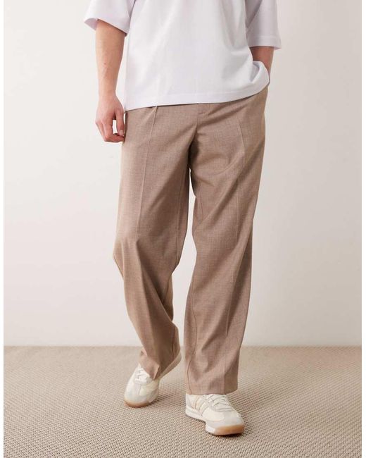 ASOS White Wide Leg Pleated Dress Pants for men