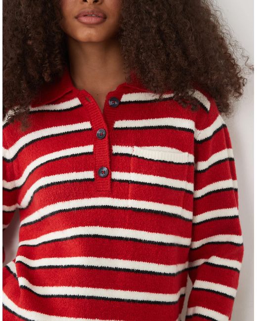 Threadbare Red Knitted Polo