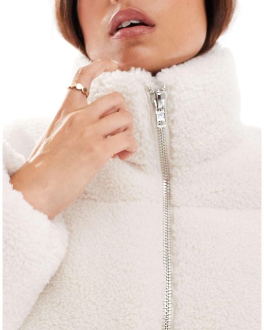 Miss Selfridge White Borg Puffer Jacket