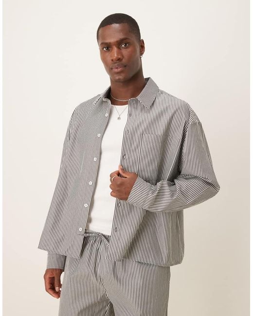 ASOS Gray Co-ord Boxy Oversized Stripe Shirt for men