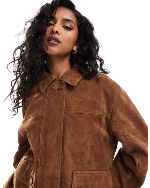 ASOS White Real Suede Oversized Bomber