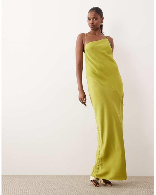 ASOS Yellow Hybrid Satin Panel Cami Maxi Dress