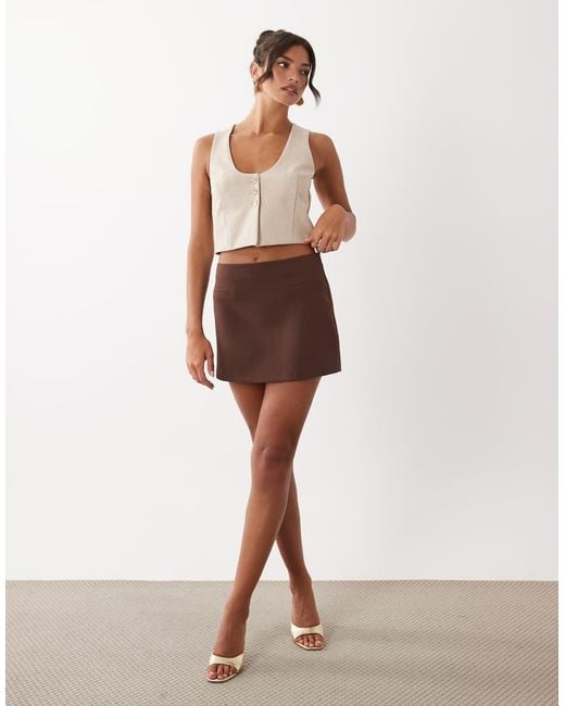 ASOS Natural Co-ord Linen Waistcoat With Gold Button Detail