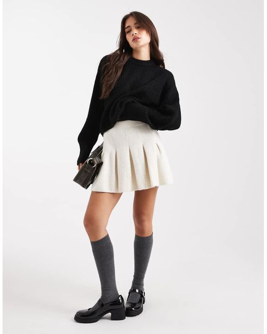 Miss Selfridge Gebreide Mini Rok Met Plooien in het Black
