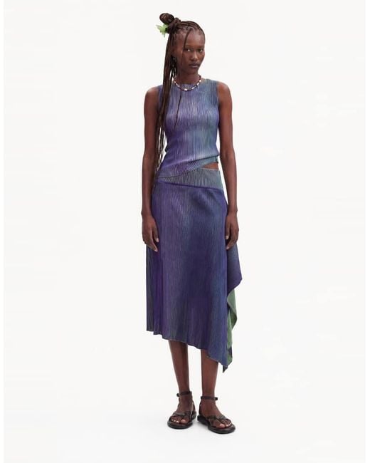 Desigual Blue Long Iridescent Knit Skirt