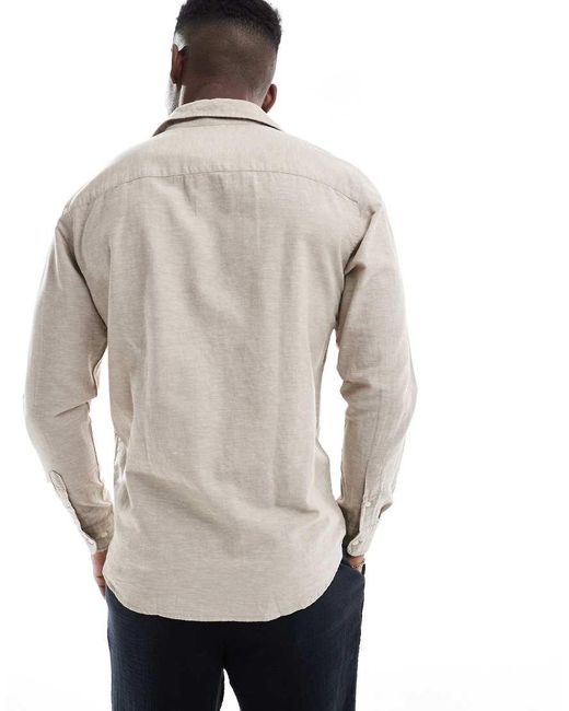 Jack & Jones Overhemd Van Linnenmix in het Natural voor heren