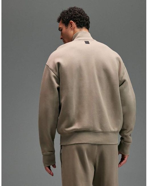 4505 Gray Rest Day Heavyweight 440Gsm Cotton Oversized Boxy Zip Up Funnel Neck Sweat for men