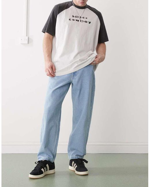 Vaqueros De Corte Suelto Con Lavado Claro De Aape By A Bathing Ape de hombre de color Blue