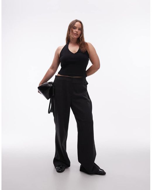 ASOS Black Asos Design Curve Compact Cotton Halterneck Top