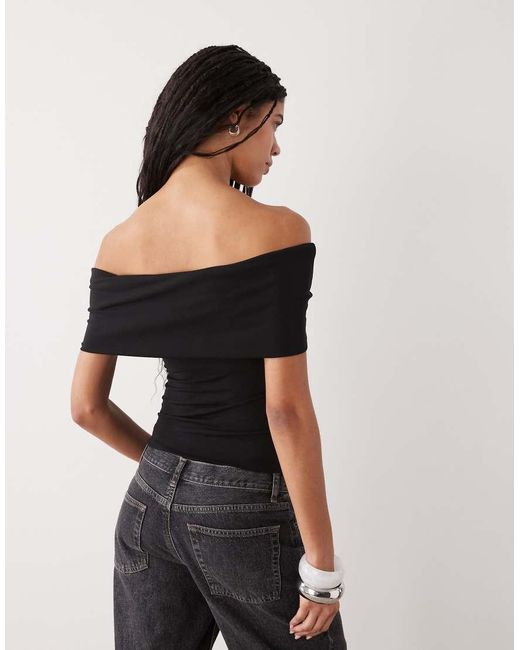Weekday Black Bardot Top