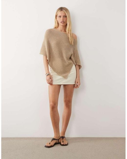 ASOS Natural Metallic Knitted Poncho