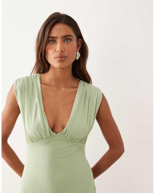 ASOS Green V Neck Fishtail Maxi Dress
