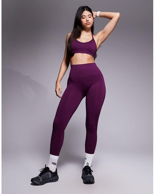 4505 Purple Seamless Halter Neck Light Supports Sports Bra