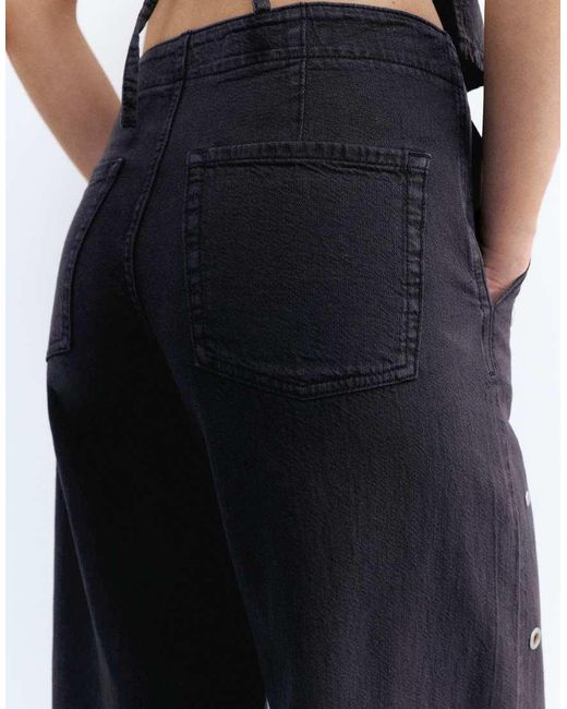 Pull&Bear Black Straight-leg Eyelet Trousers