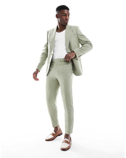 ASOS White Tapered Suit Trousers With Wool for men