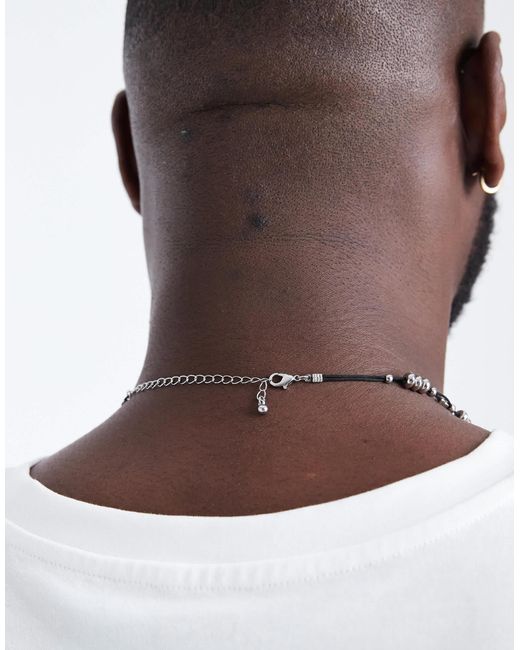 Collier en cordelette noire et perles carrées ASOS pour homme en coloris Multicolor