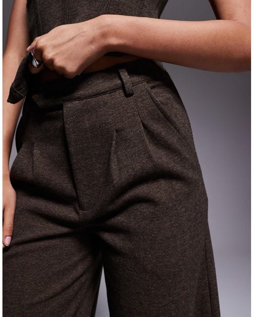 ASOS Gray Co-ord Brushed Herringbone Barrel Leg Trouser