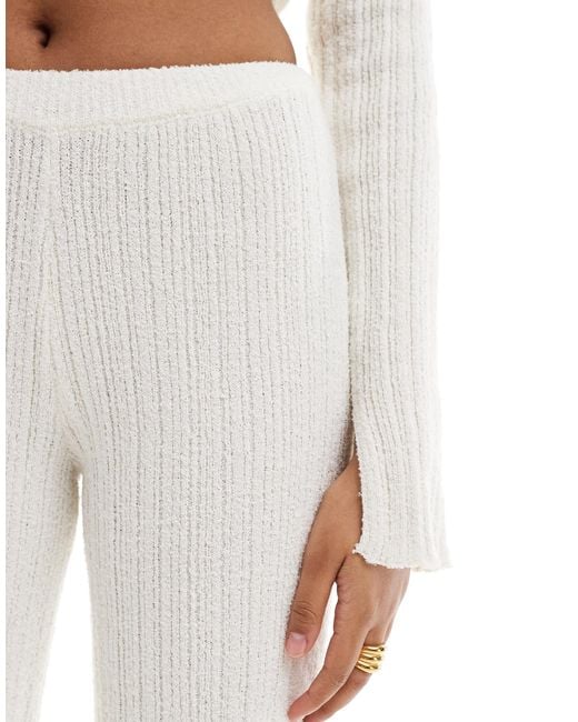 Bershka White Textured Knitted Trousers Co-ord