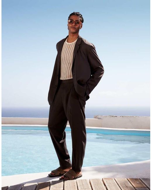 Giacca Da Abito Extra Larga Oversize Da Mare Grigia di ASOS in Black da Uomo