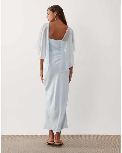 ASOS White Satin Cape Layer Maxi Dress