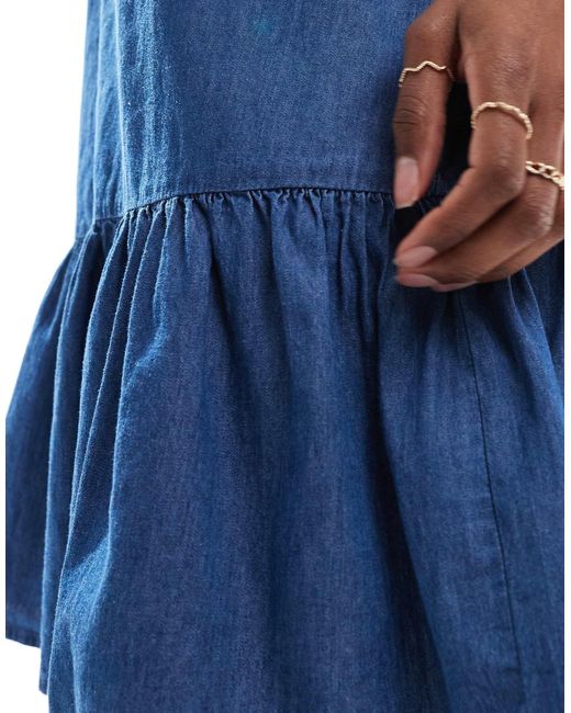 Robe courte en chambray à taille basse - moyen ONLY en coloris Blue