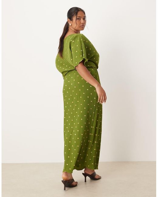 Never Fully Dressed Green Tilly Off Shoulder Plisse Maxi Dress