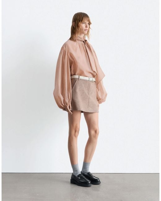 & Other Stories Brown Wool Mini Skirt