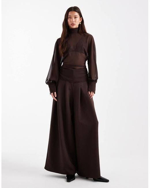ASOS Brown Batwing High Neck Blouse