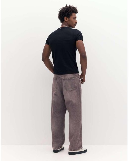 Pull&Bear White Basic Muscle Fit T-Shirt for men