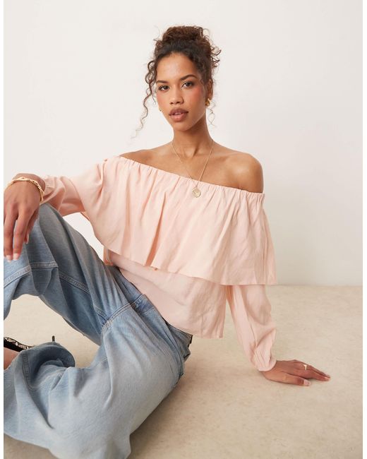 Aware Natural Off Shoulder Statement Top