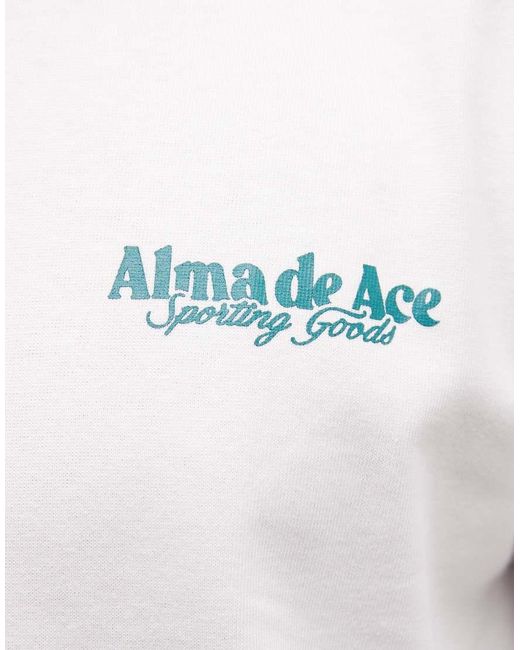 Alma de Ace White Sporting Goods Back Print Logo T-Shirt for men