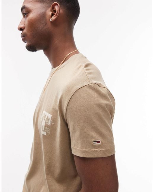 Tommy Hilfiger Natural Varsity Graphic Chest Logo T-Shirt for men
