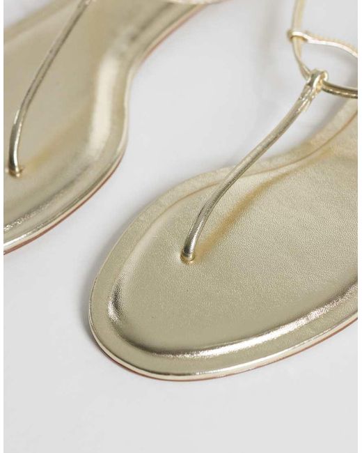 Mango White Strappy Flat Toe Post Sandals