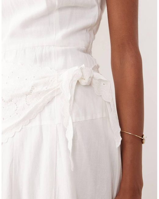 Mango Pink Linen Mix Sleeveless Midi Dress With Scarf Waist Detail