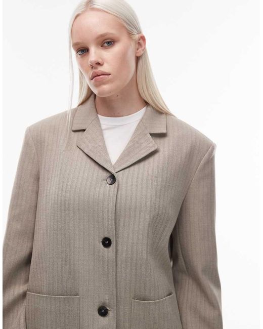 ASOS Natural Tailored High Break Point Oversized Jacket