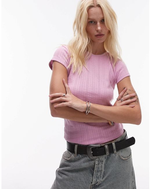 TOPSHOP Pink – pointelle-t-shirt