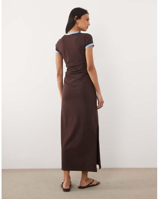 ASOS Brown Ringer Detail Midi T-shirt Dress