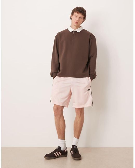 ASOS Brown Oversized Rugby Polo With Contrast Collar for men