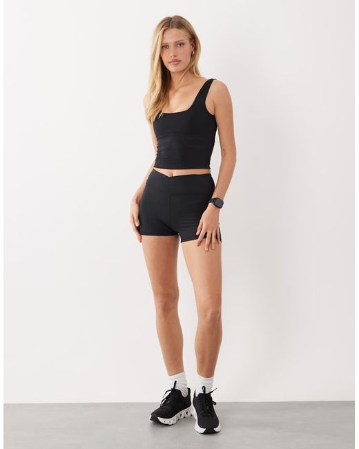 4505 Black Active Square Neck Vest With Inner Bra