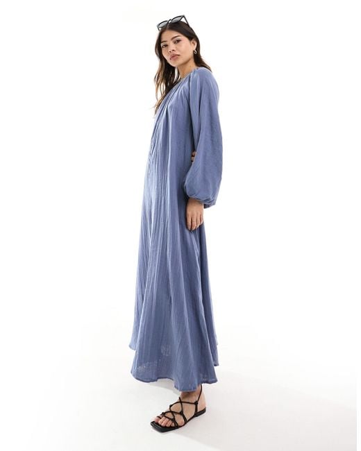 ASOS Blue Double Cloth Trapeze Maxi Dress