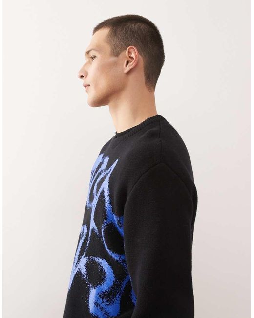 Jersey Extragrande Con Estampado Gráfico Azul Efecto Aerografiado De Weekday de hombre de color Blue