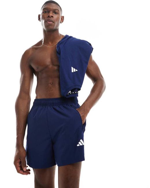 Adidas Originals Blue Adidas Training Essential 5 Inch Woven Shorts for men