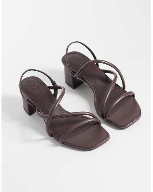 & Other Stories White Pure Leather Heeled Strappy Twist Open Toe Sandals