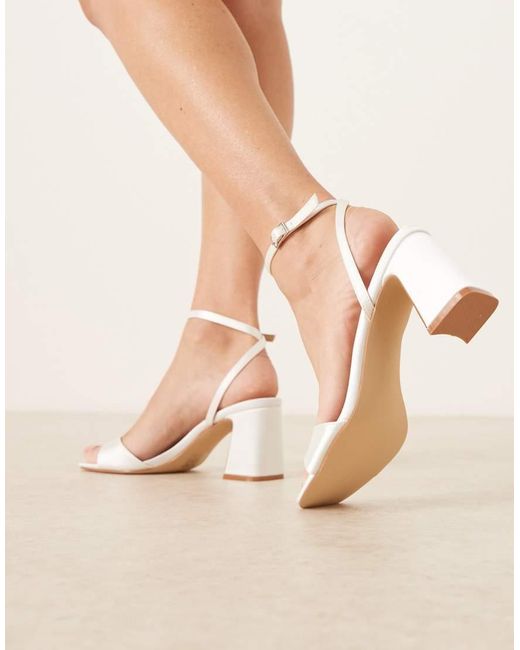 Be Mine Wide Fit Pink Bridal Cora Block Heeled Sandals