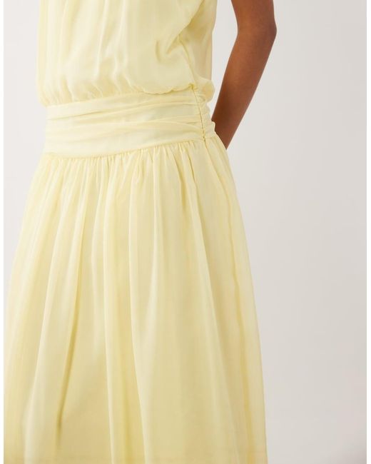 ASOS Natural Chiffon Drop Waist Maxi Dress
