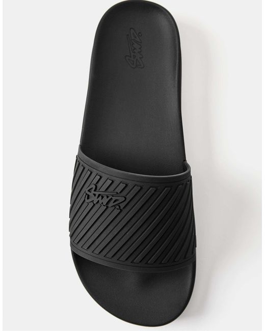 Pull&Bear – gummierte sandalen in Black für Herren