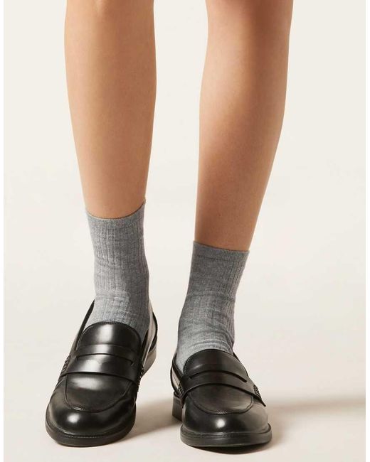 Calzedonia Gray Ribbed Short Socks